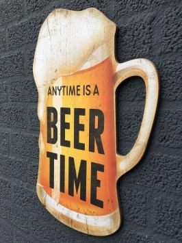 Enseigne murale chope de bière avec texte : 